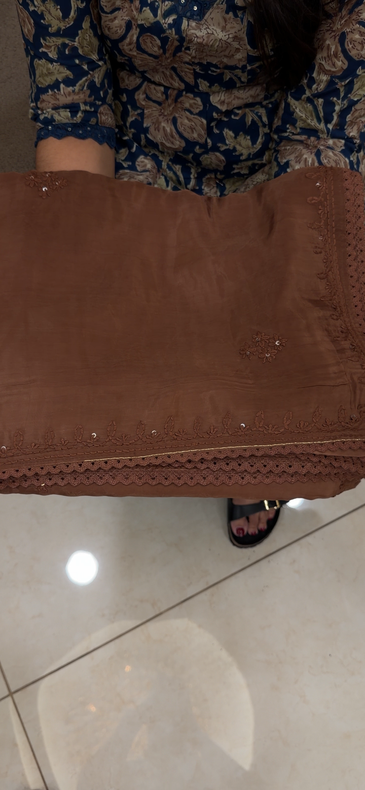 VISCOSE CRAPE CHIKANKARI SAREES - NUWA - 1623