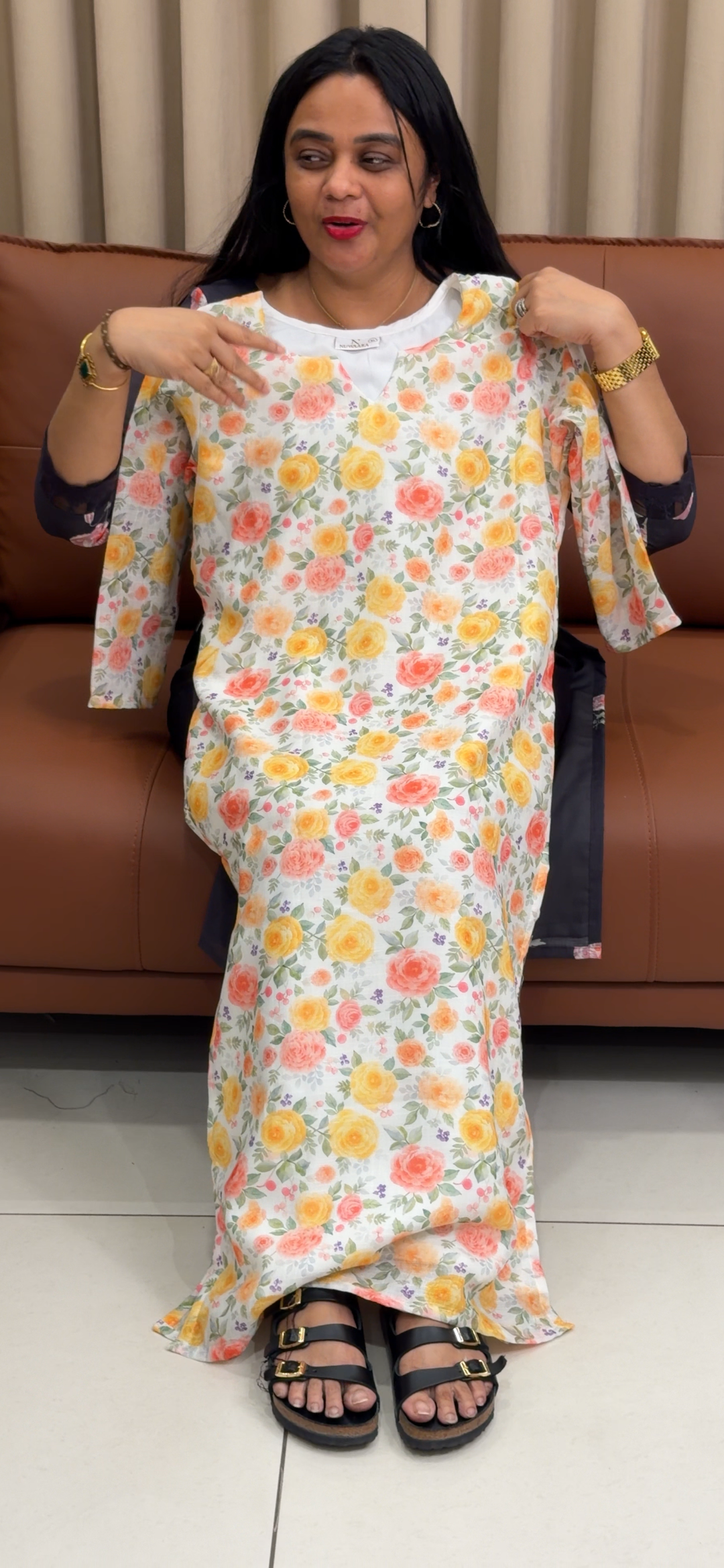 PRINTED LINEN TOP, BOTTOM AND DUPATTA - NUWA - 2159