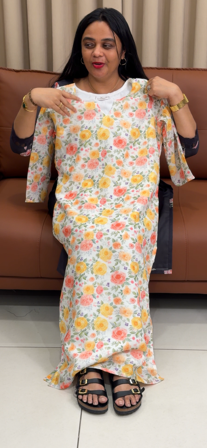 PRINTED LINEN TOP, BOTTOM AND DUPATTA - NUWA - 2159