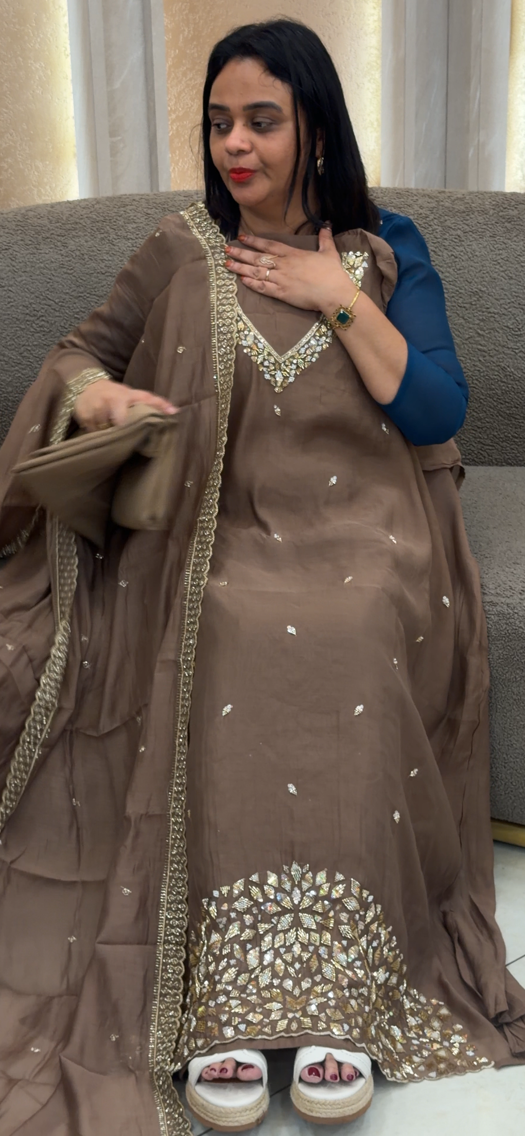 HAND WORKED UNSTITCHED SALWAR SUITS  - NUWA - 1380