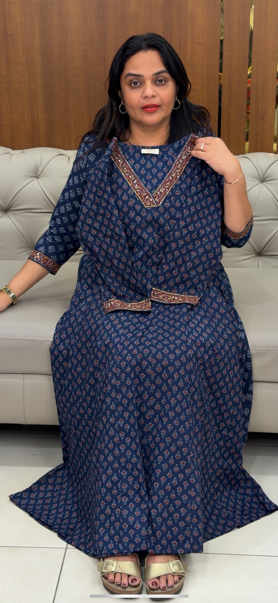 PRINTED COTTON ANARKALI TOP - NUWA - 397