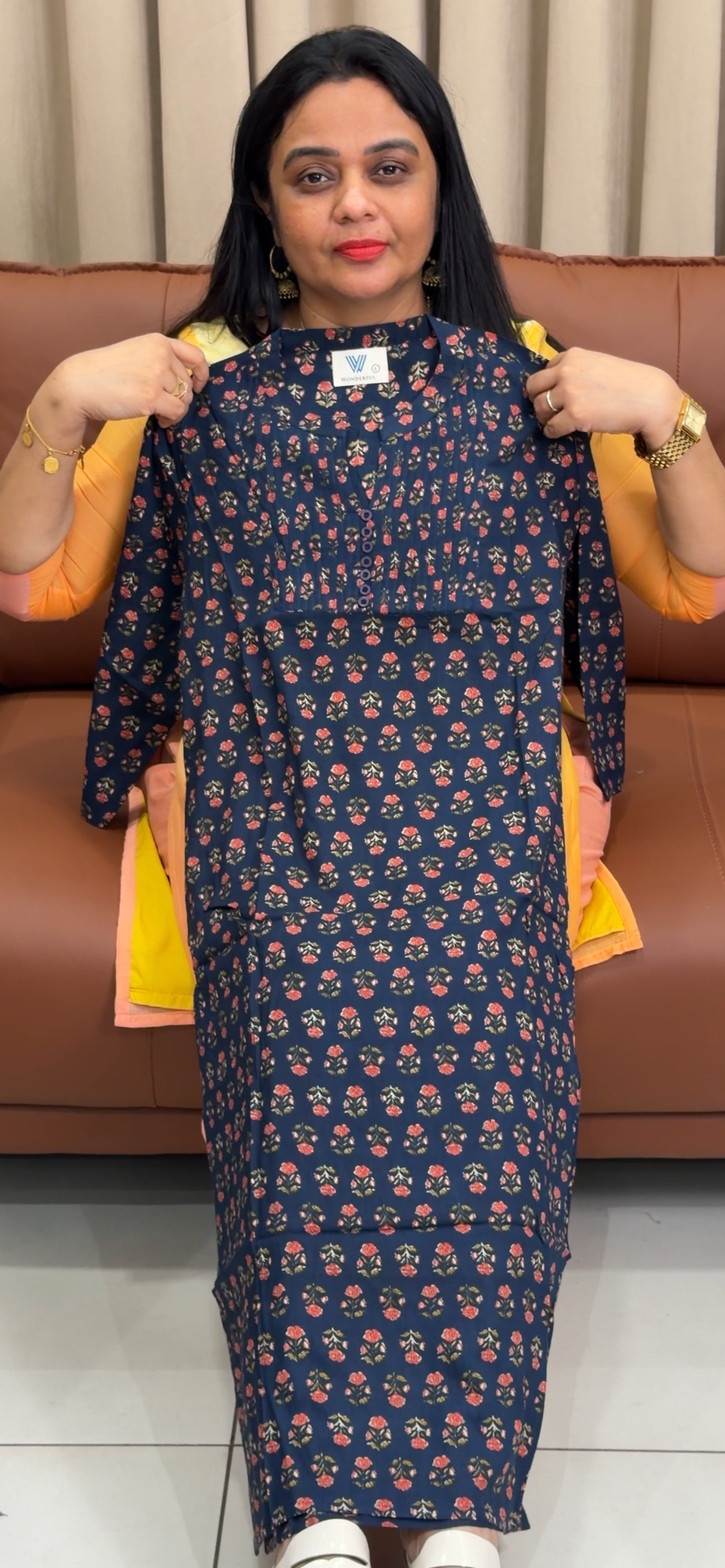 OFFER SALE AJRAKH PRINTED LONG SLITTED TOPS - NUWA - 2386