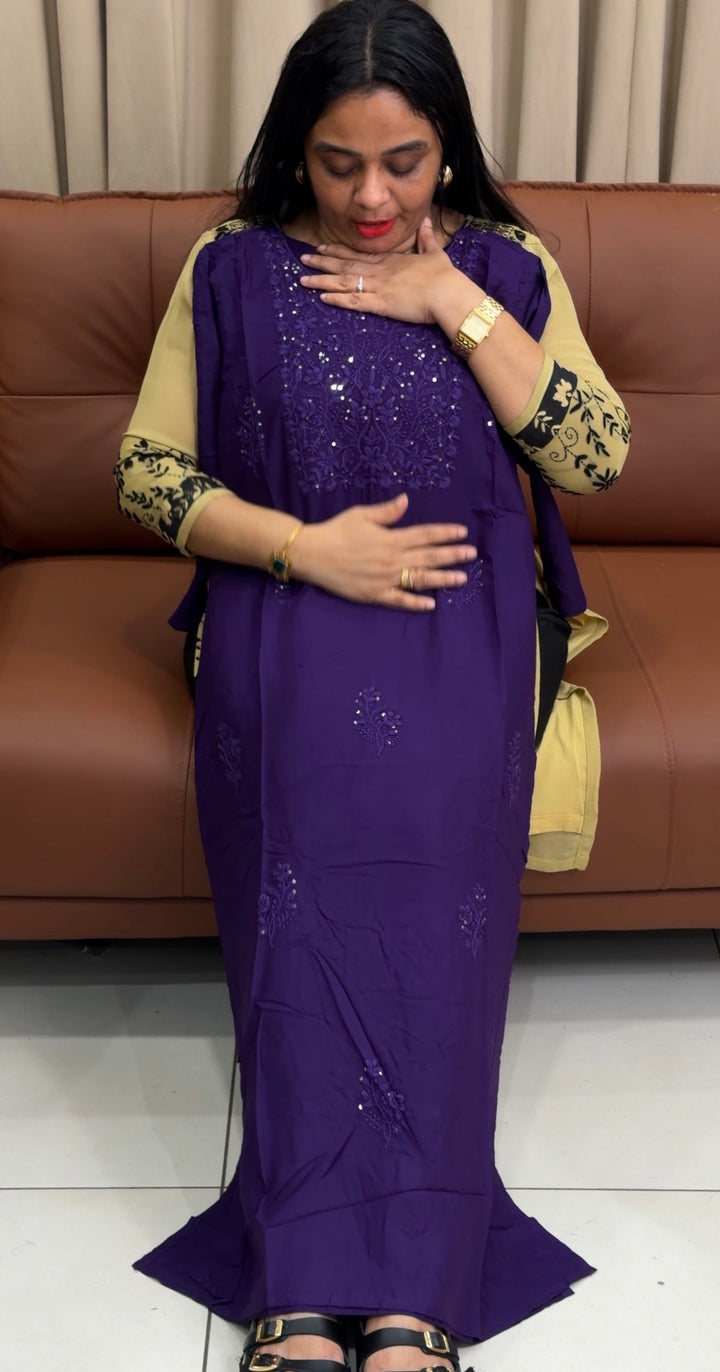 LUCKNOWI CHIKANKARI SLITTED TOPS - NUWA-2218