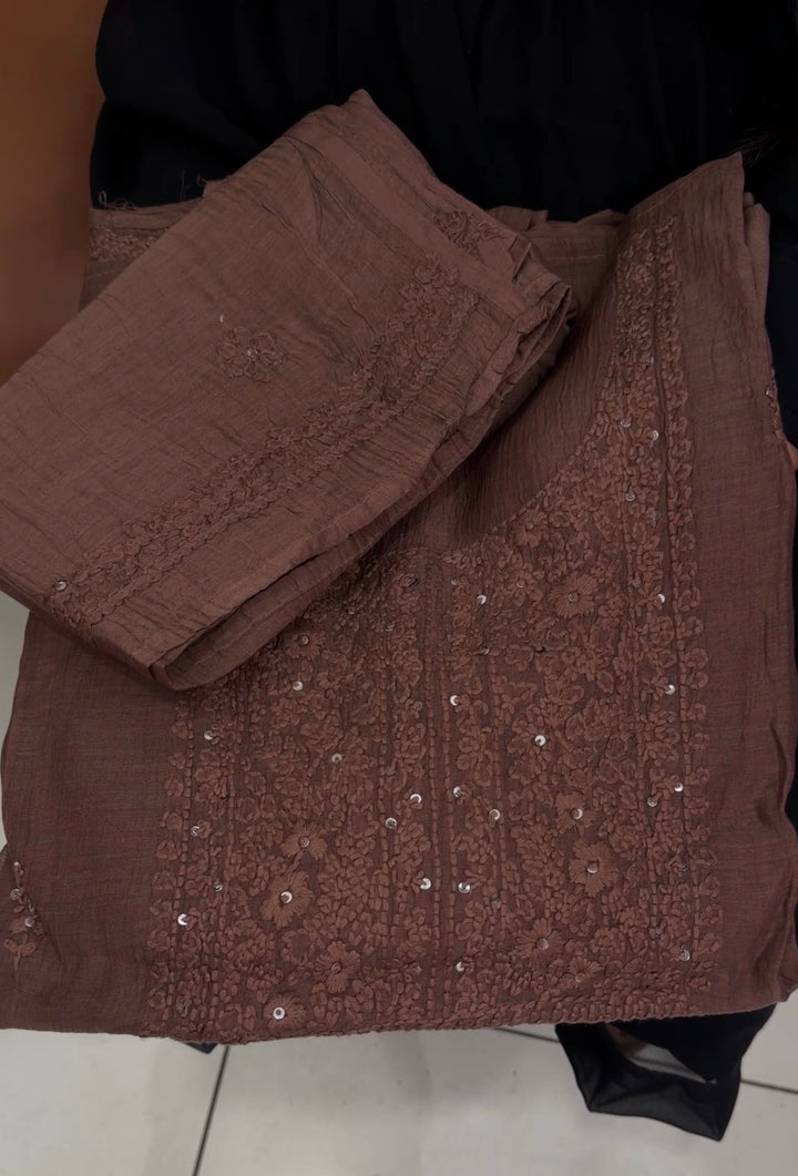 LUCKNOWI CHIKANKARI UNSTITCHED SALWAR SUITS - NUWA-1343