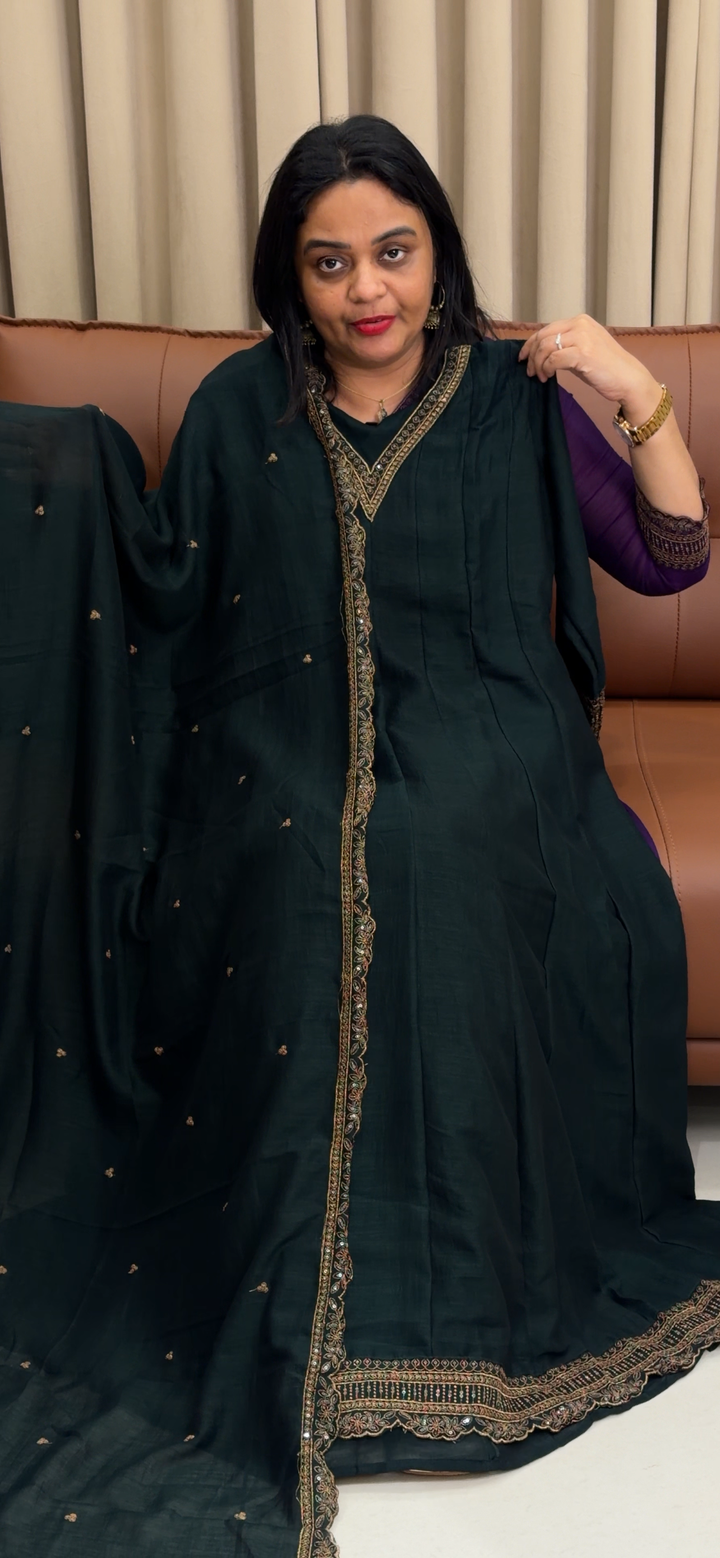 SEMI RAW SILK TOP, BOTTOM AND DUPATTA - NUWA - 1691