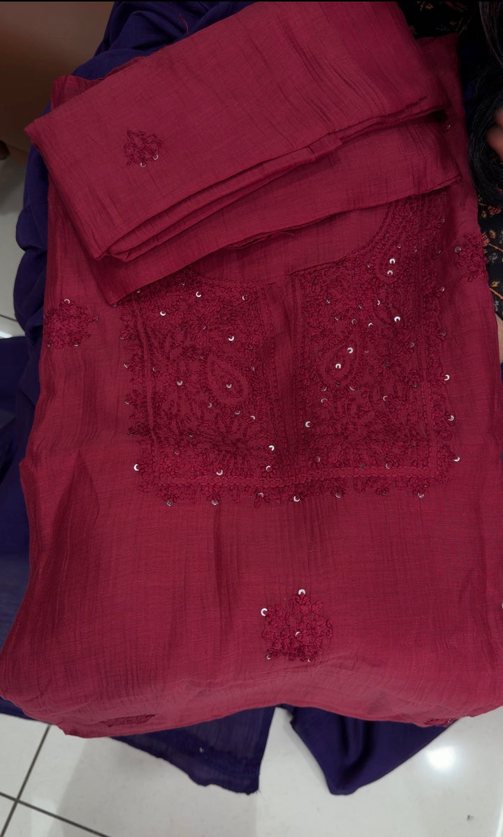 MALAI CHANDERI UNSTITCHED SALWAR SUITS - NUWA-1834
