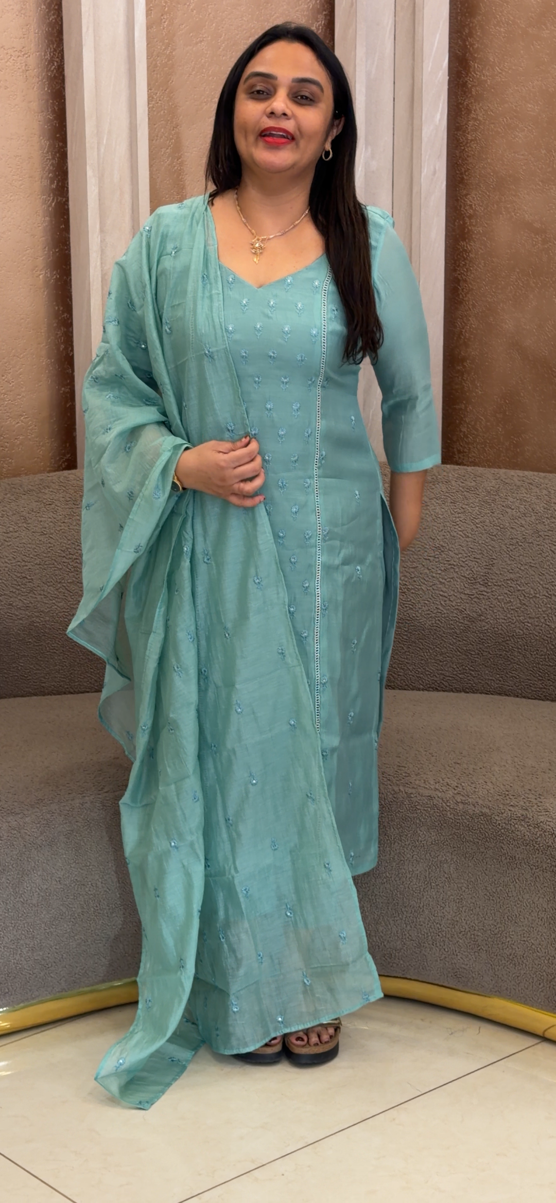 MALAI CHANDERI UNSTITCHED SALWAR SUITS - NUWA - 1041