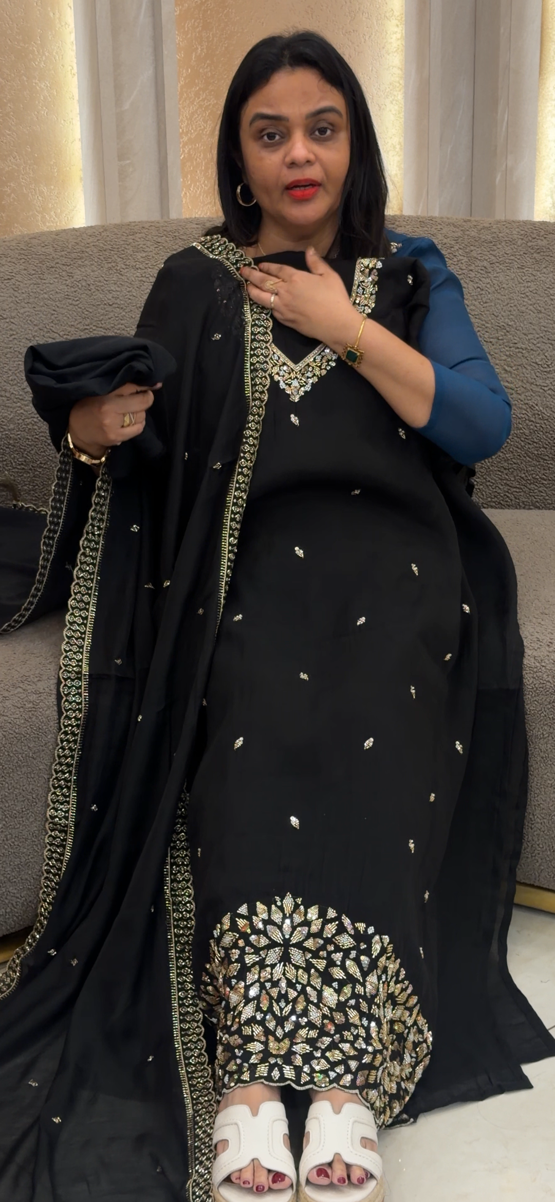 HAND WORKED UNSTITCHED SALWAR SUITS  - NUWA - 1380
