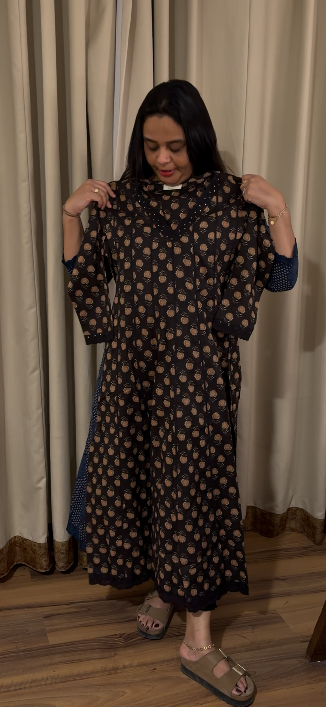 PRINTED COTTON ANARKALI TOPS - NUWA - 1130