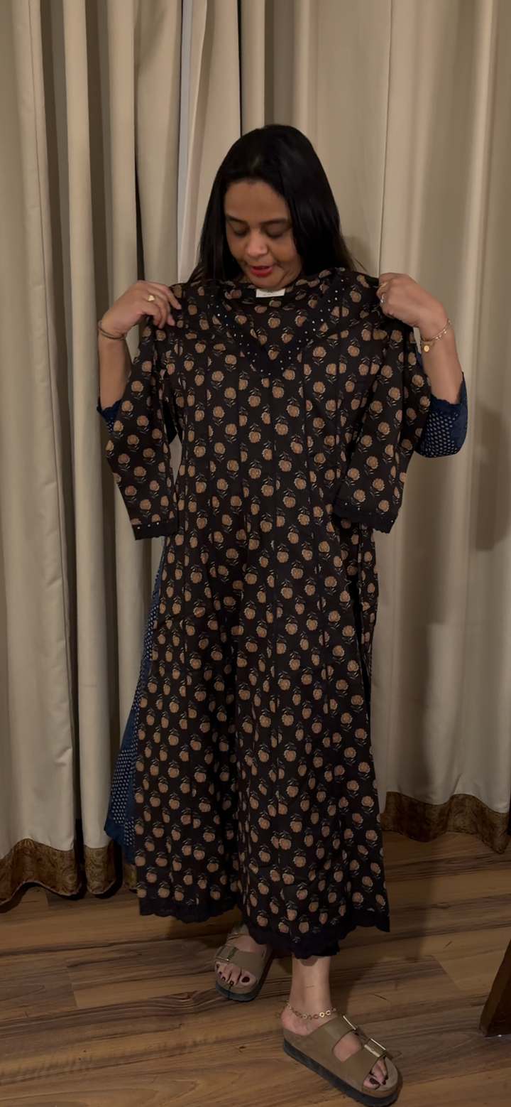 PRINTED COTTON ANARKALI TOPS - NUWA - 1130