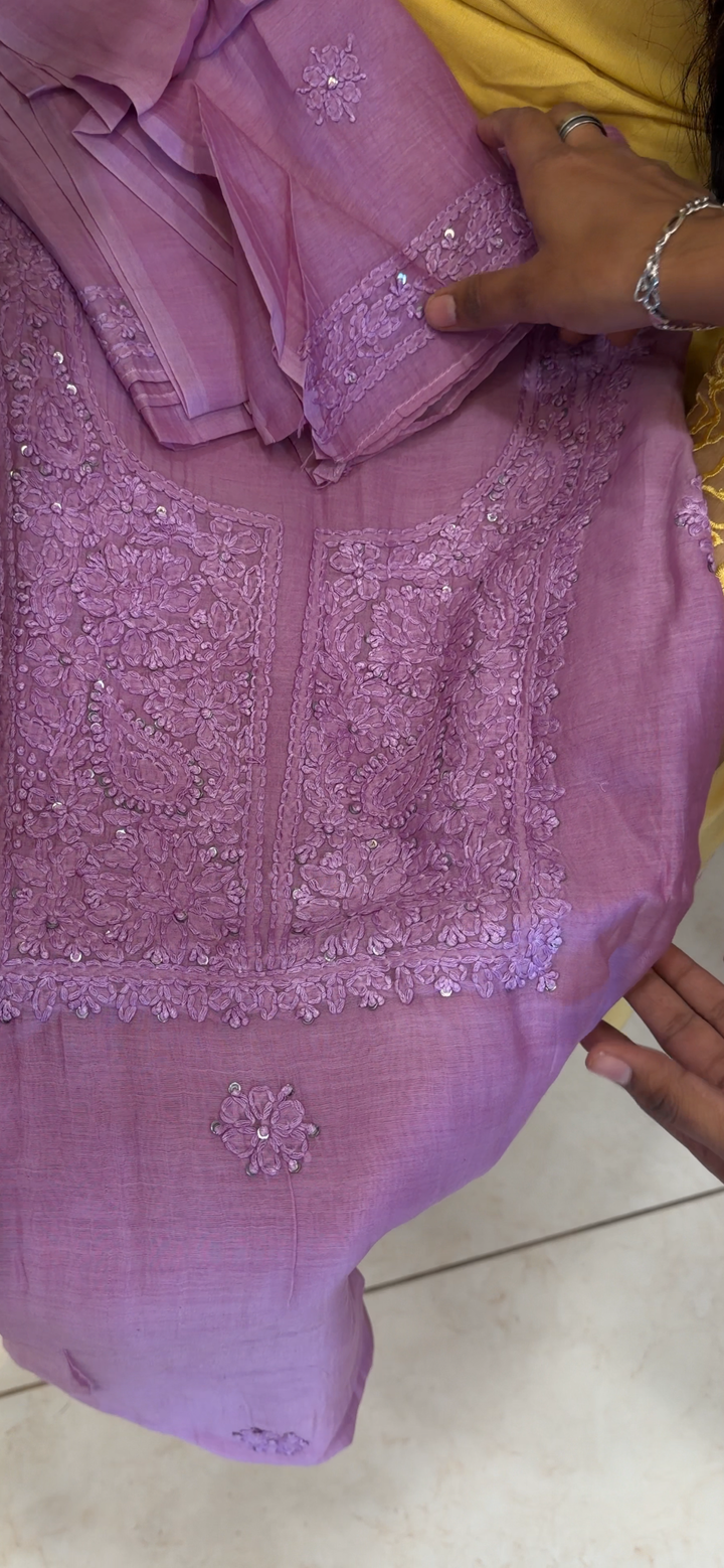 CHIKANKARI UNSTITCHED SALWAR SUITS - NUWA - 2338