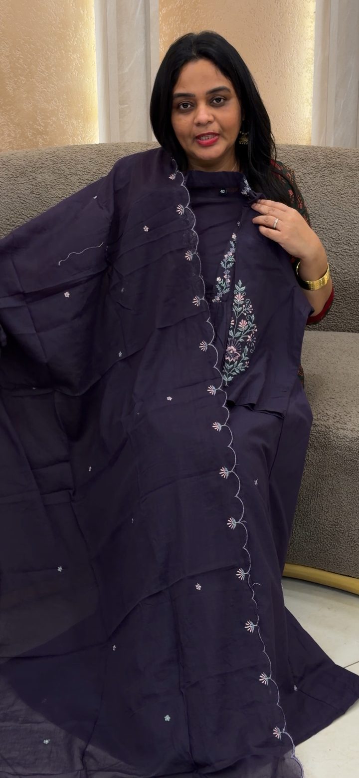 COTTON LONG ALINE TOP, BOTTOM AND DUPATTA - NUWA - 1665
