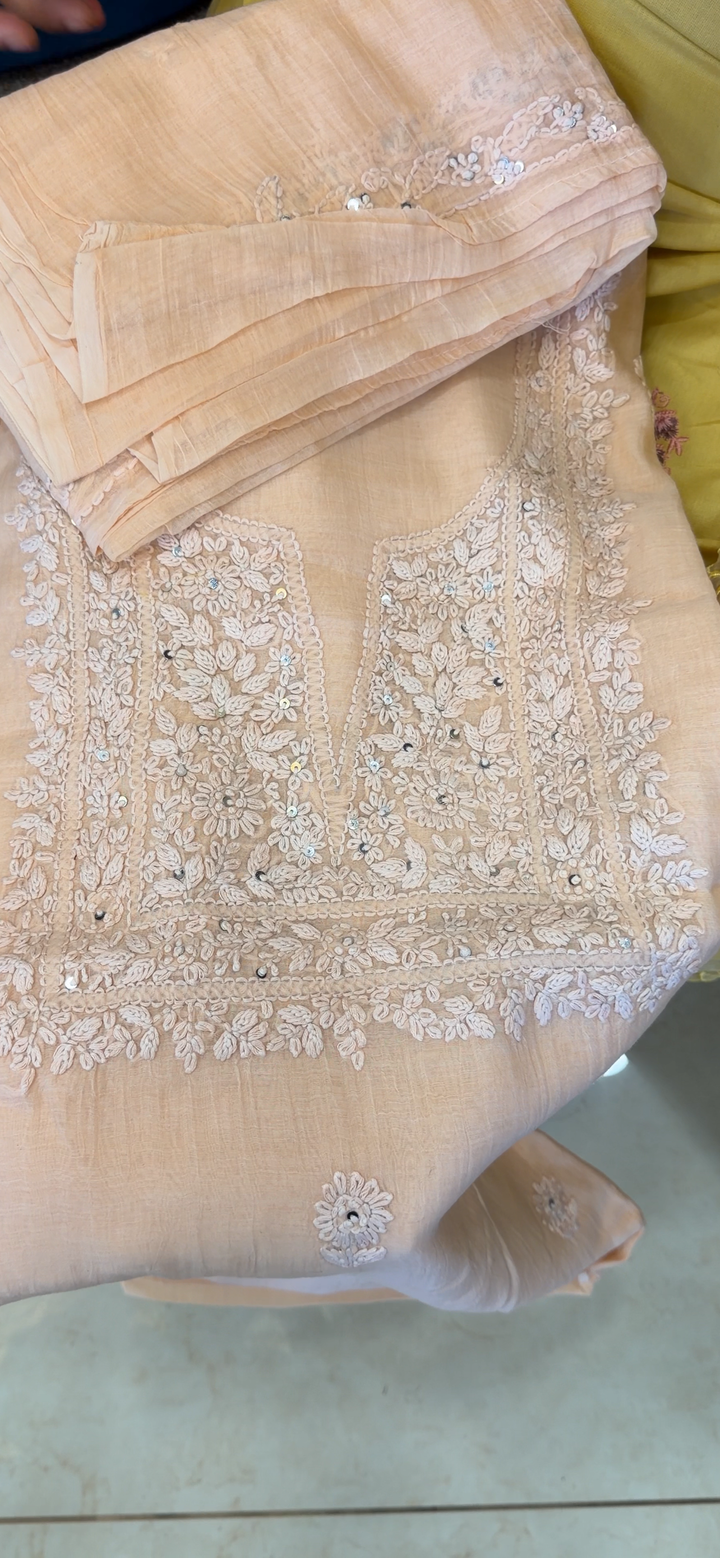 CHIKANKARI UNSTITCHED SALWAR SUITS - NUWA - 2338