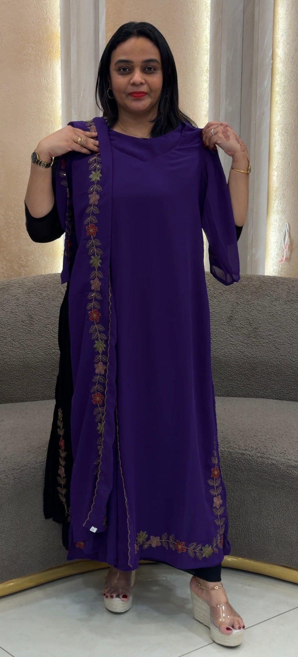 FAUX GEPORGETTE TOP,BOTTOM AND DUPATTA - NUWA-1234
