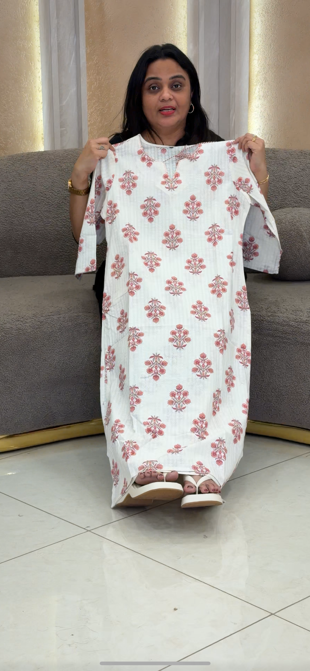 COTTON PRINTED SLITTED TOPS -NUWA-166