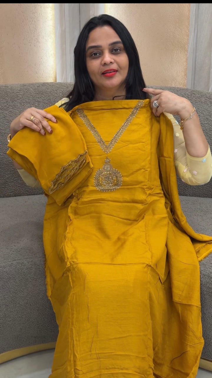 RAW SILK UNSTITCHED SALWAR SUITS - NUWA-1328