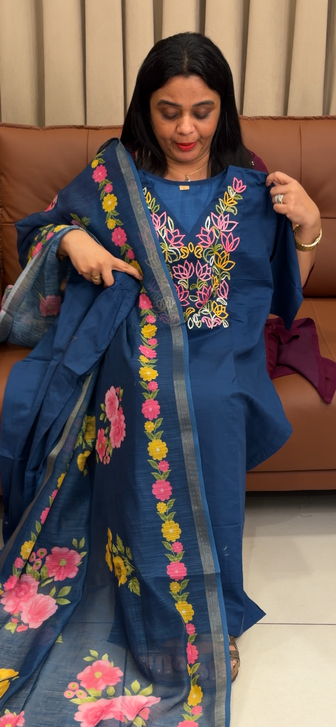 HAND WORKED COTTON TOP, BOTTOM AND DUPATTA - NUWA - 2393