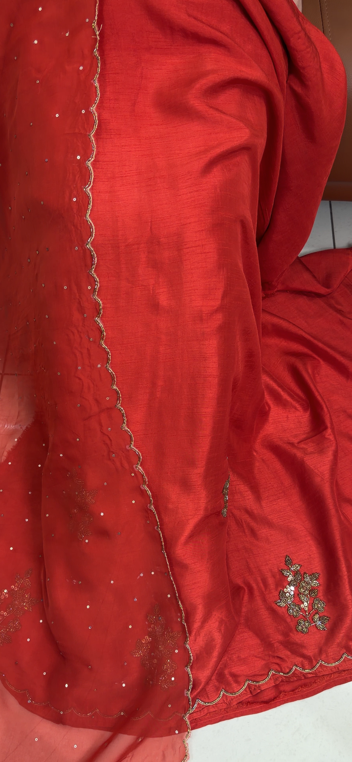 HAND WORKED UNSTITCHED SALWAR SUITS - NUWA - 1817