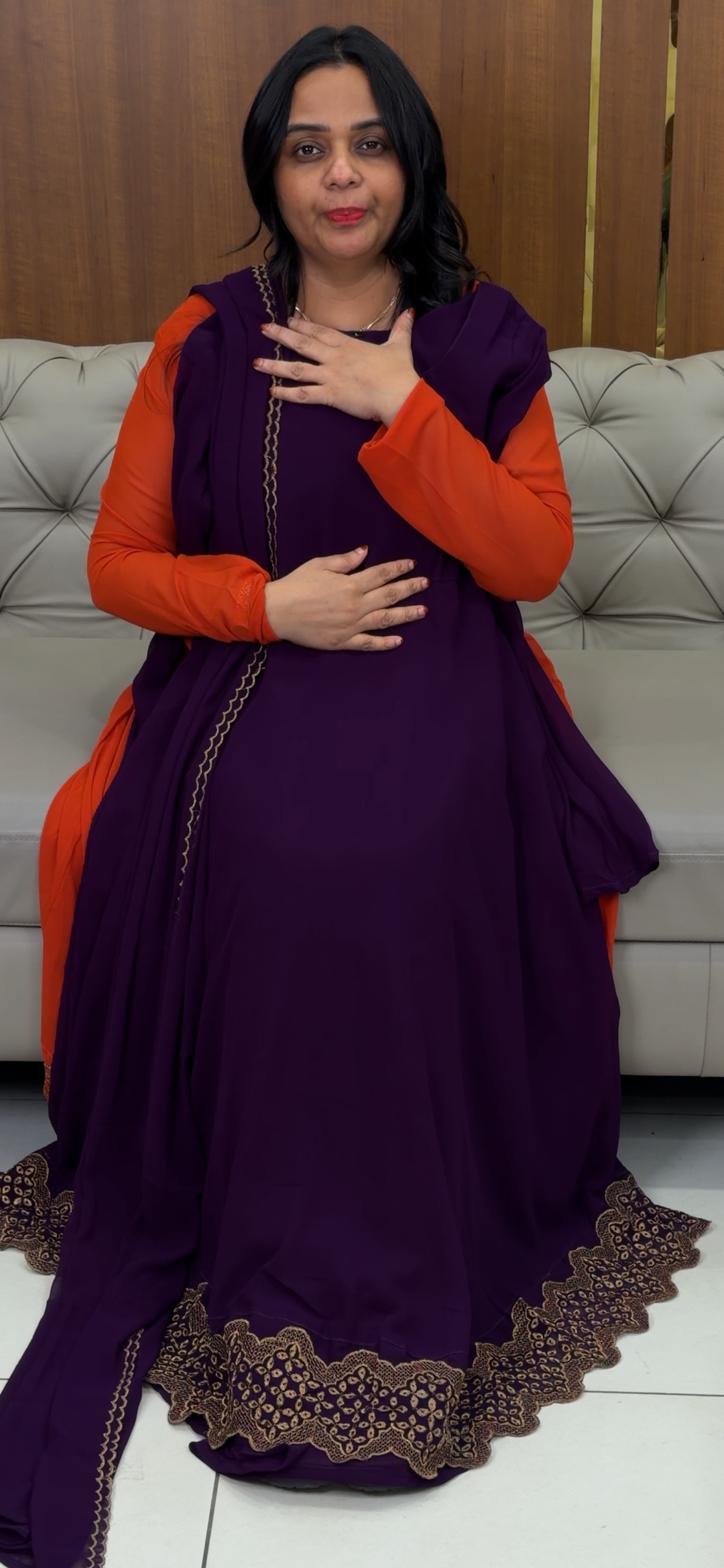 PARTY WEAR ANARKALI TOP AND DUPATTA - NUWA -  1051