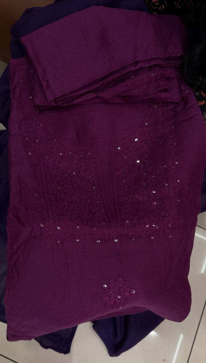 MALAI CHANDERI UNSTITCHED SALWAR SUITS - NUWA-1834
