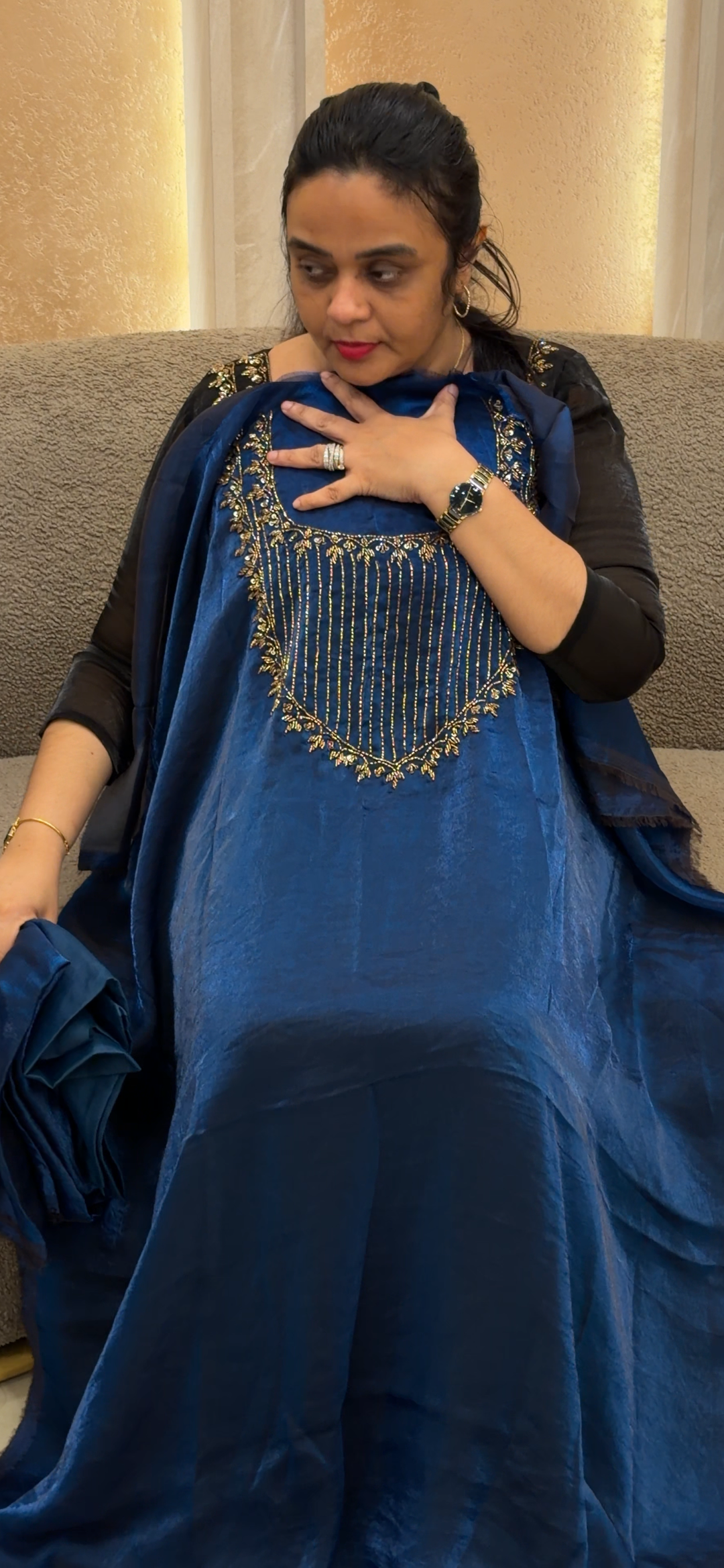 VELVET ORGANZA UNSTITCHED SALWAR SUITS - NUWA - 2019