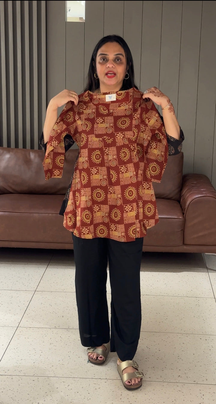 COTTON PRINTED SHORT TOPS - NUWA-649