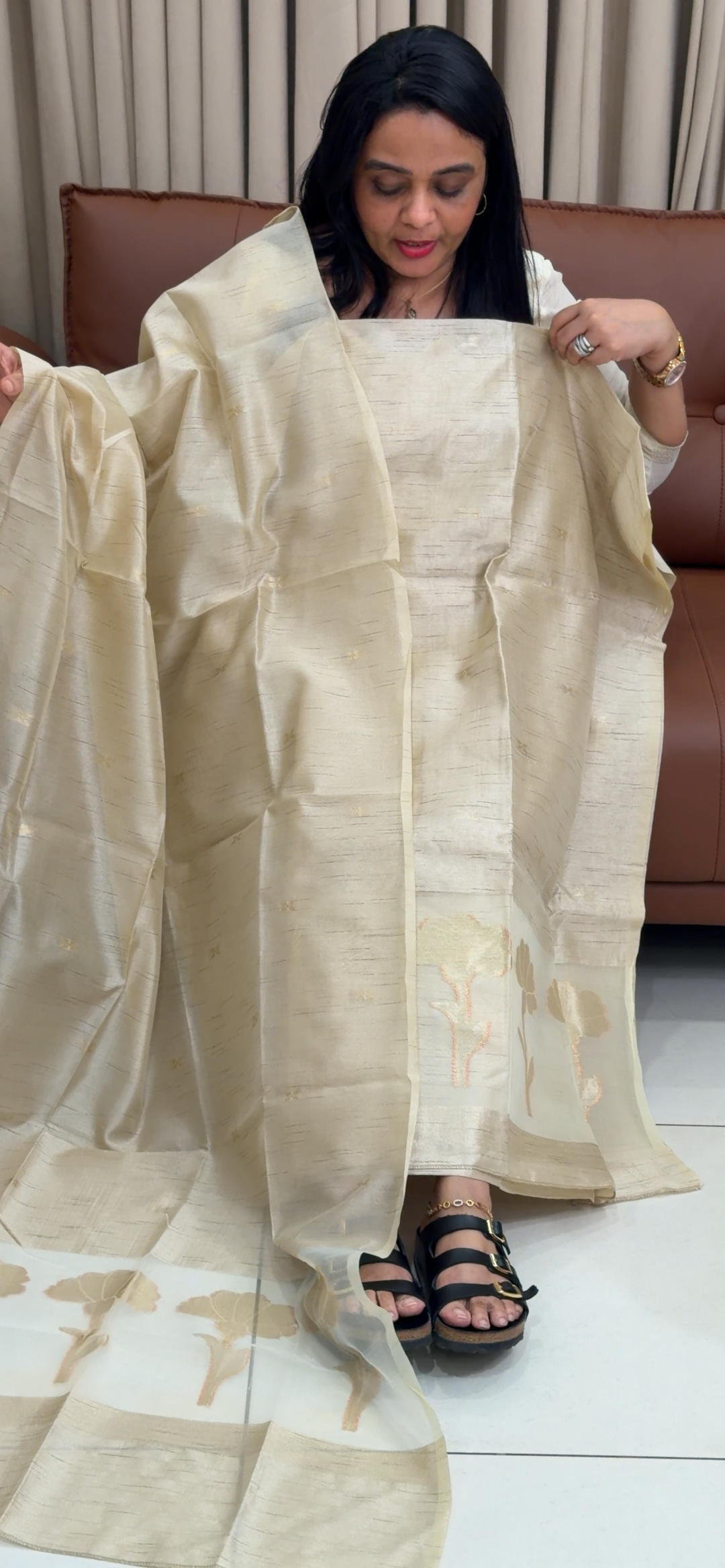 SILK LINEN UNSTITCHED SALWAR SUITS - NUWA - 1945