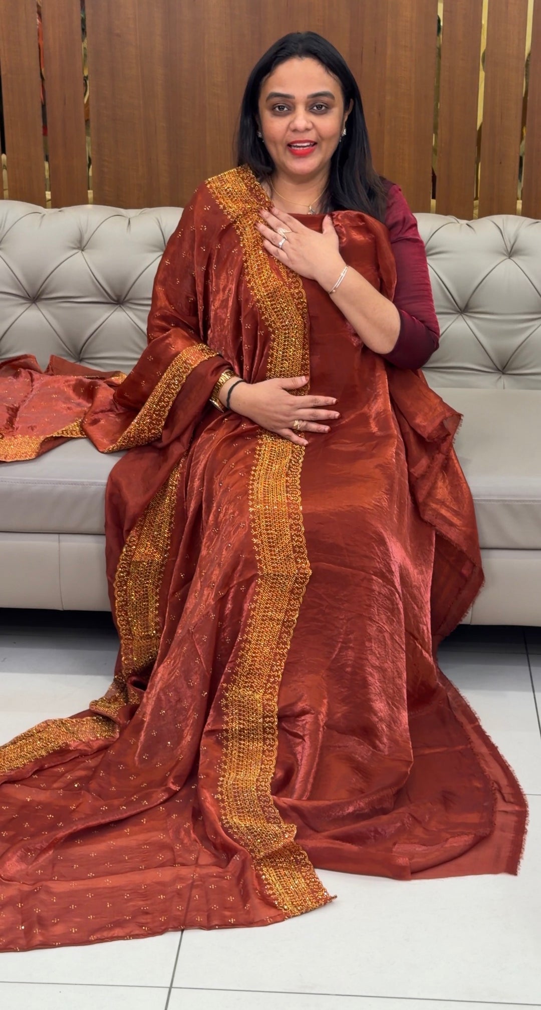 VELVET ORGANZA UNSTITCHED SALAR SUITS - NUWA-2033