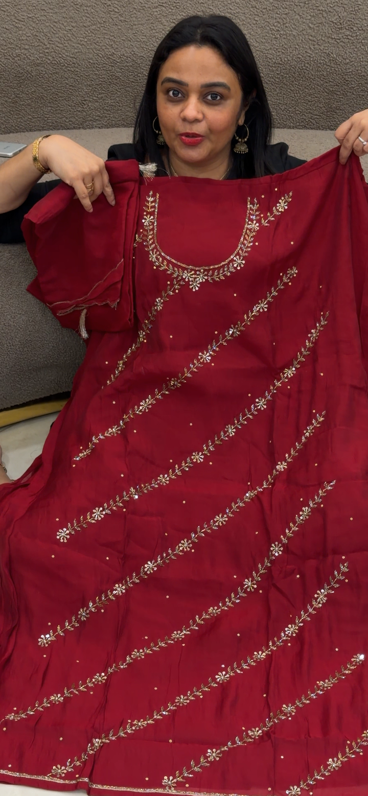 MUL CHANDERI UNSTITCHED SALWAR SUITS - NUWA - 1477