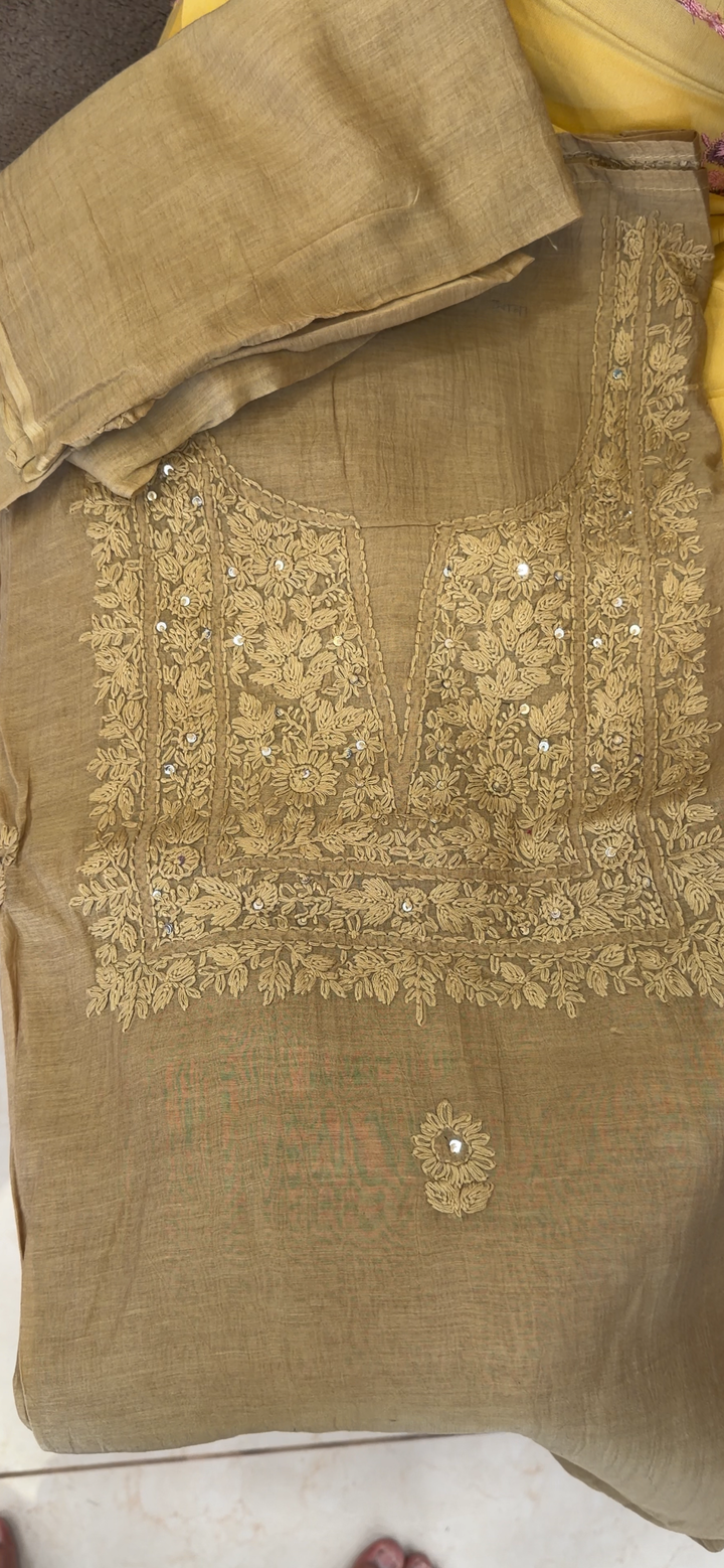 CHIKANKARI UNSTITCHED SALWAR SUITS - NUWA - 2338