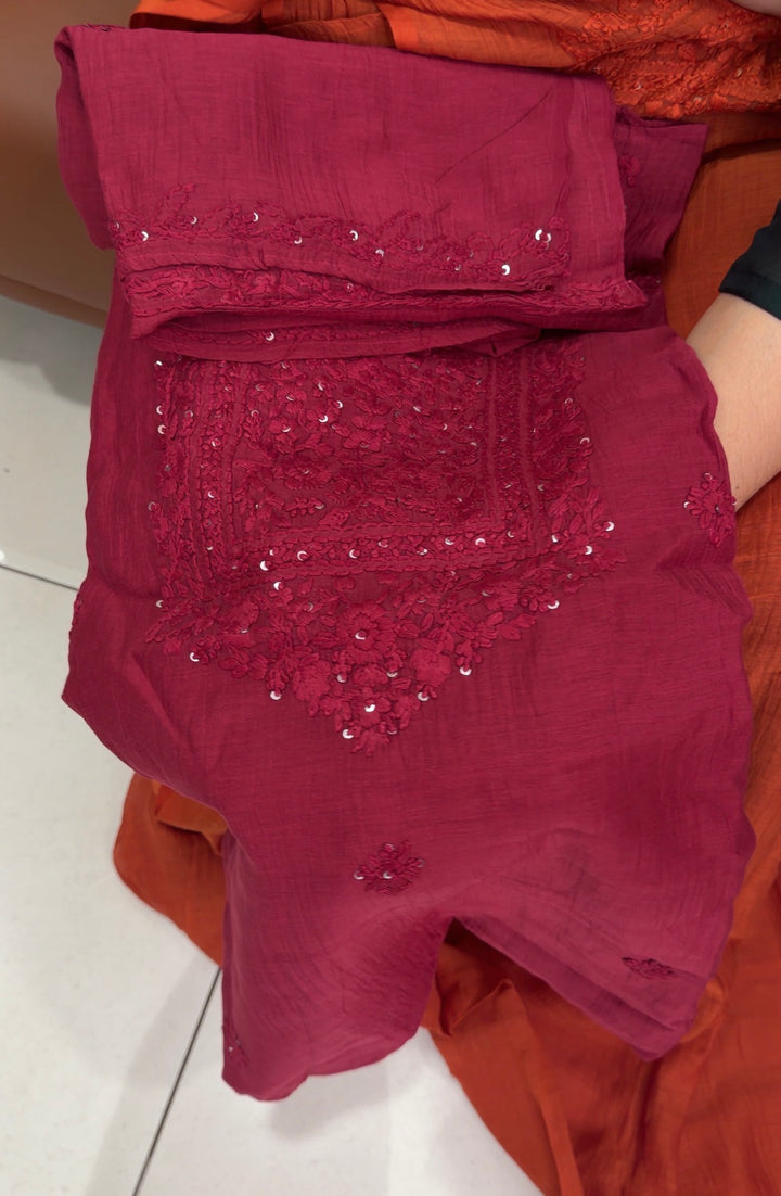LUCKNOWI CHIKANKARI UNSTITCHED SALWAR SUITS - NUWA-1587