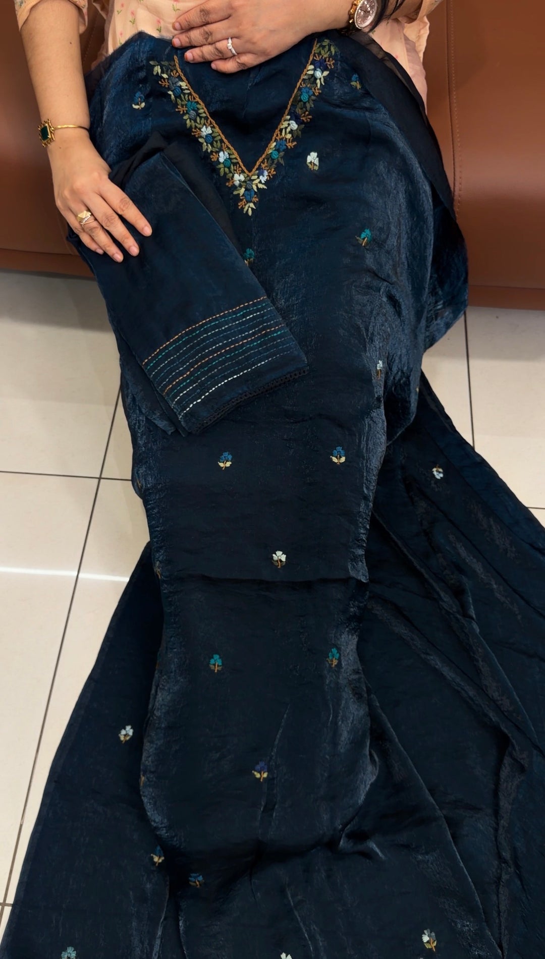 VELVET ORGANZA UNSTITCHED SALWAR SUITS - NUWA-1815