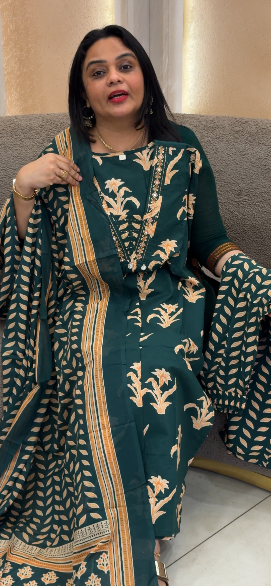PRINTED COTTON TOP, BOTTOM AN DUPATTA - NUWA - 1448