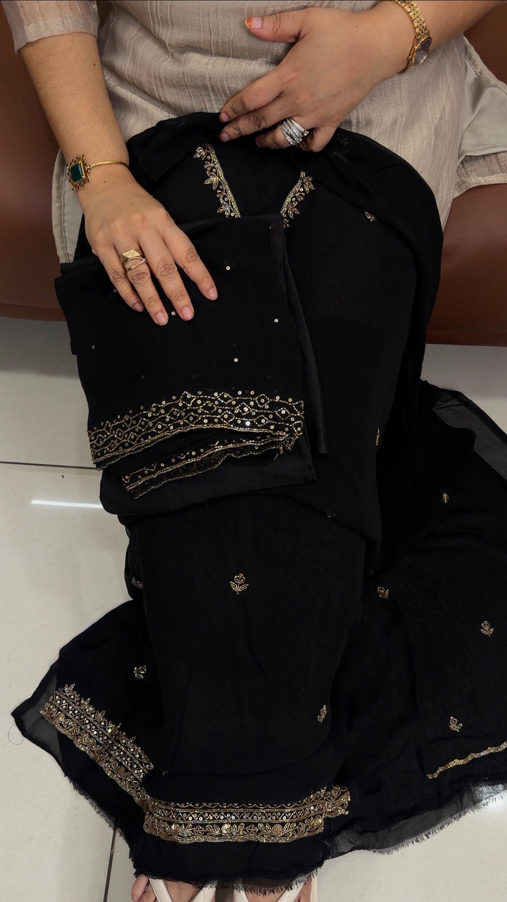 HAND WORKED GEORGETTE UNSTITCHED SALWAR SUITS - NUWA-1910