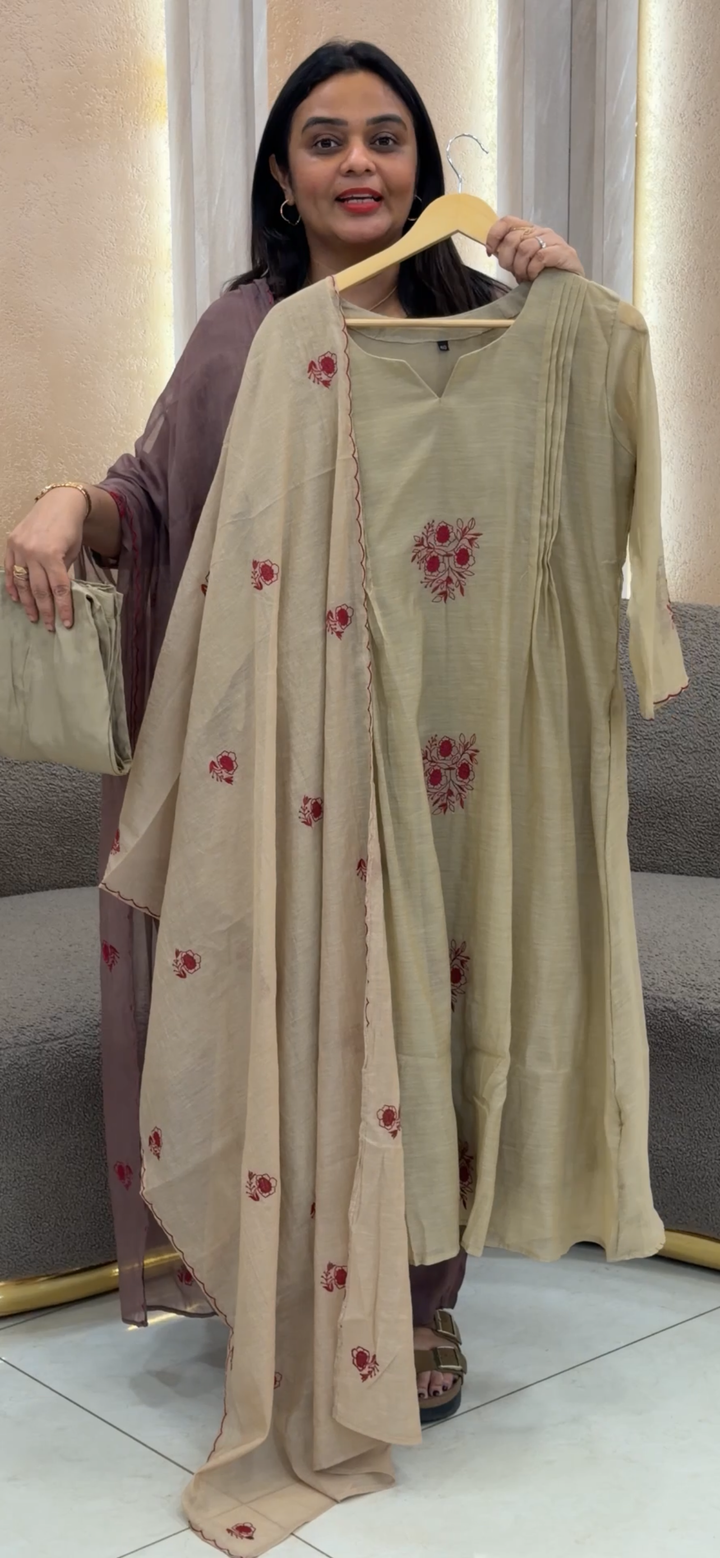 MUL CHANDERI TOP, BOTTOM AND DUPATTA - NUWA - 1155