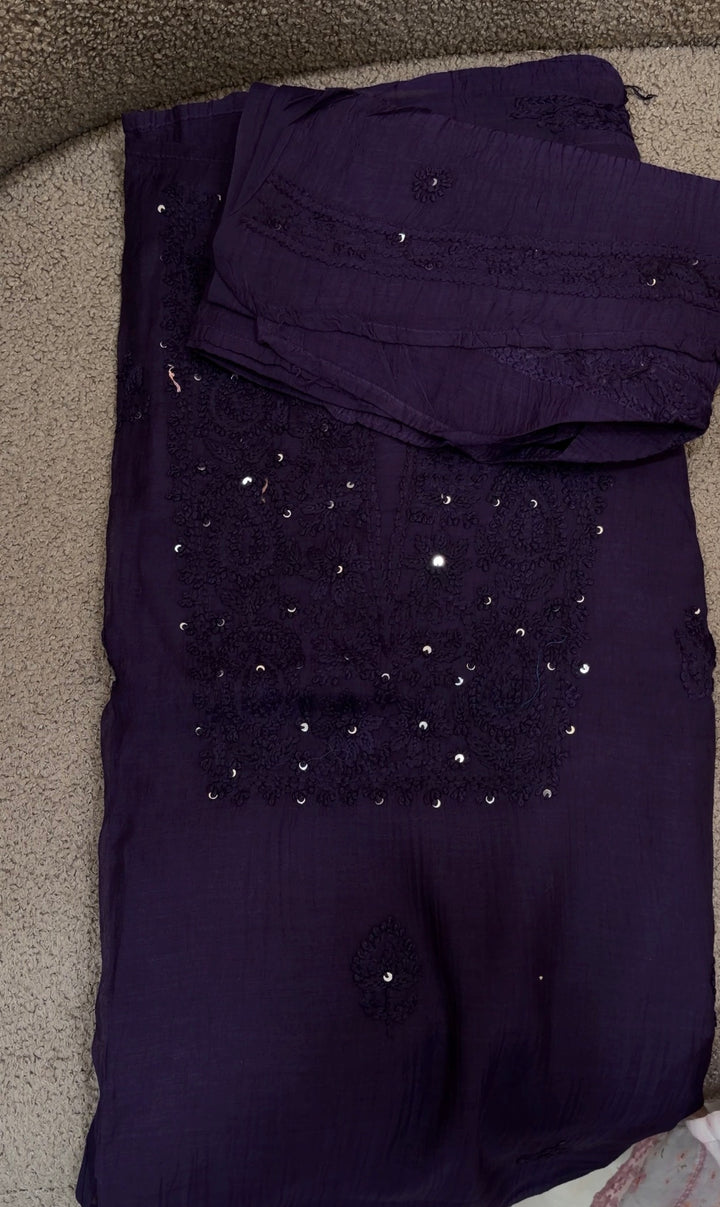 LUCKNOWI CHIKANKARI UNSTITCHED SALWAR SUITS - NUWA-1282