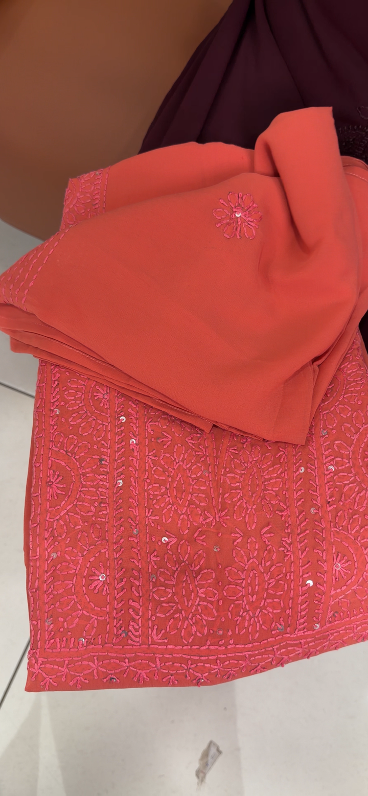 CHIKANKARI UNSTITCHED SALWAR SUITS - NUWA - 1958