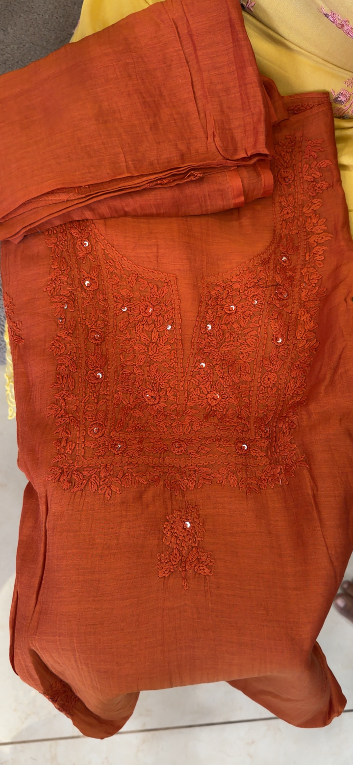 CHIKANKARI UNSTITCHED SALWAR SUITS - NUWA - 2338
