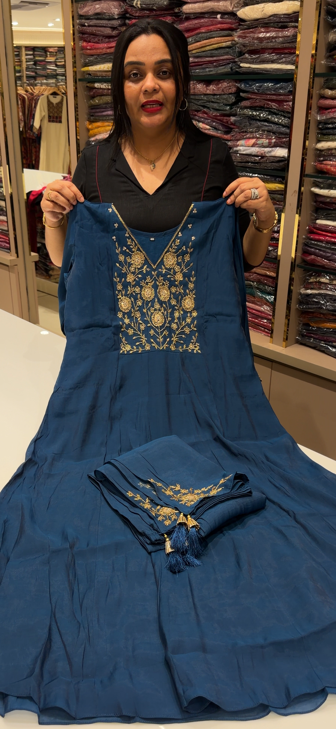 MALAI CHANDERI TOP, BOTTOM AND DUPATTA - NUWA - 1884