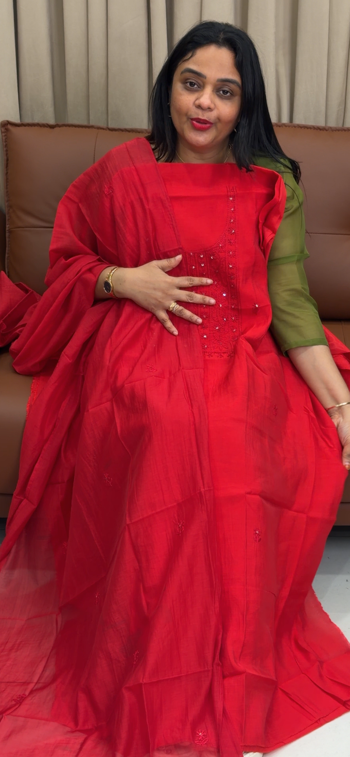 CHIKANKARI UNSTITCHED SALWAR SUITS - NUWA - 1532