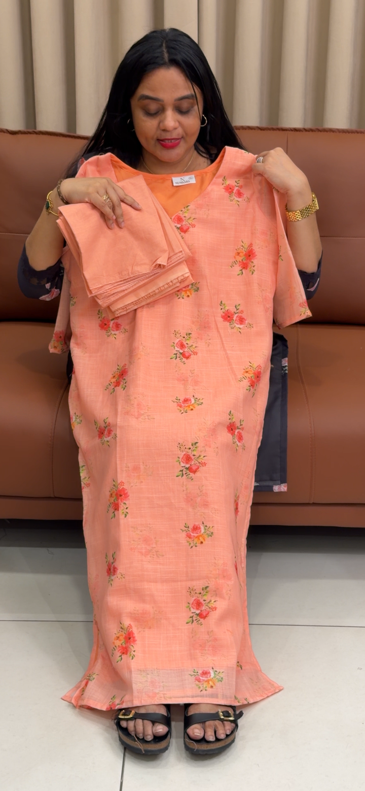 PRINTED LINEN TOP, BOTTOM AND DUPATTA - NUWA - 2157