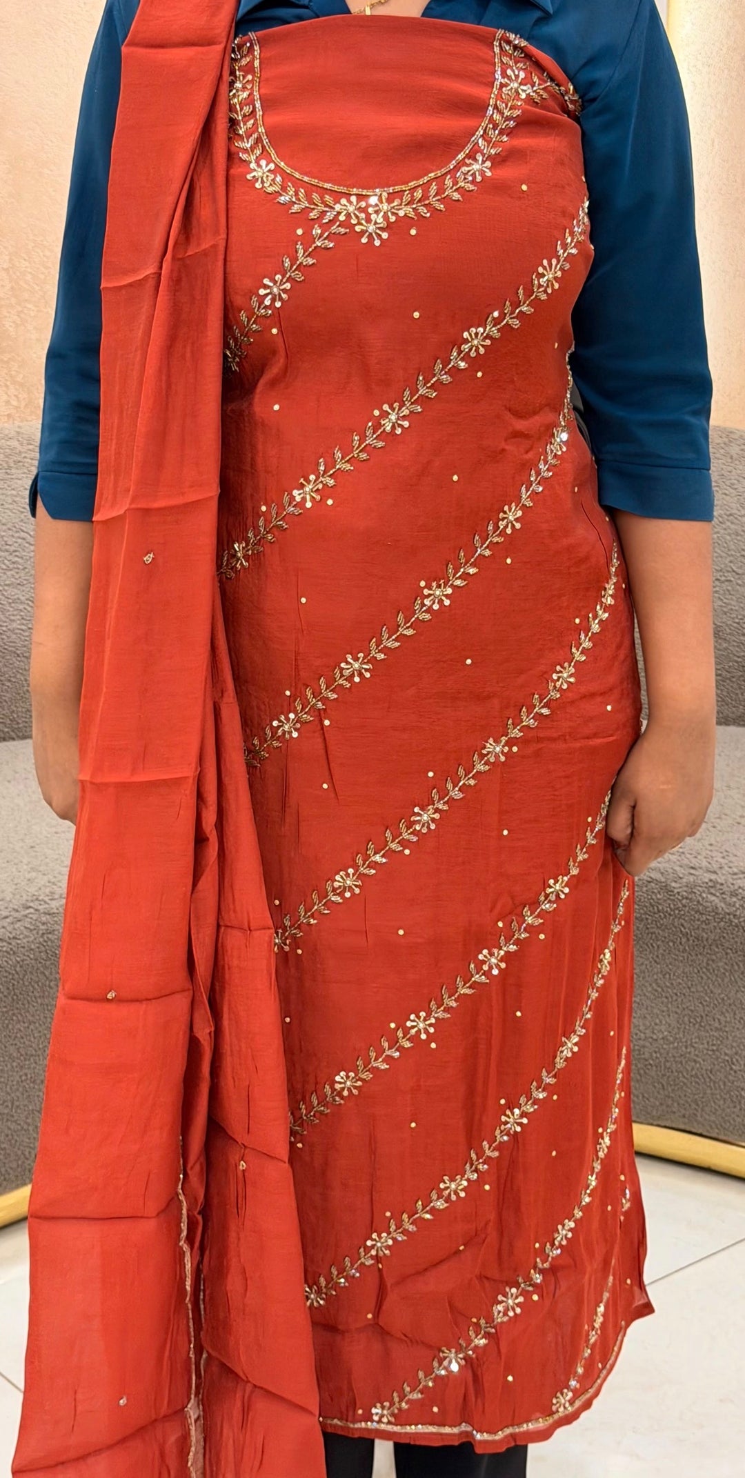 MUL CHANDERI UNSTITCHED SALWAR SUITS - NUWA-2405