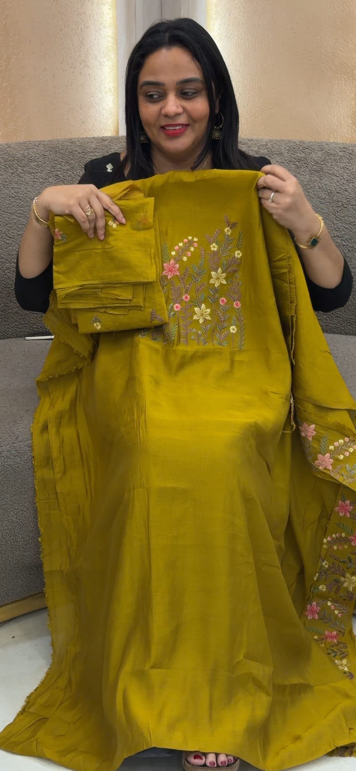 MUL CHANDERI UNSTITCHED SALWAR SUITS - NUWA - 1486