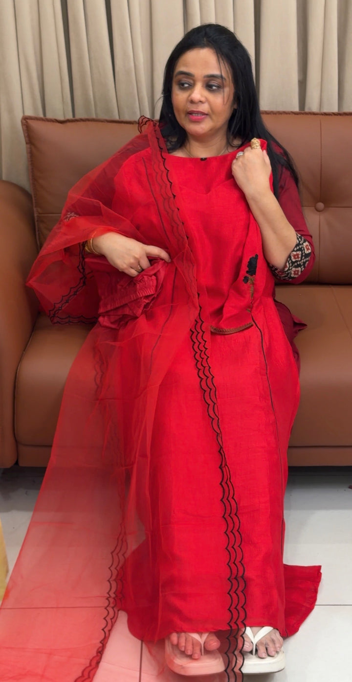 SEMI RAW SILK TOP,BOTTOM AND DUPATA - NUWA-2008