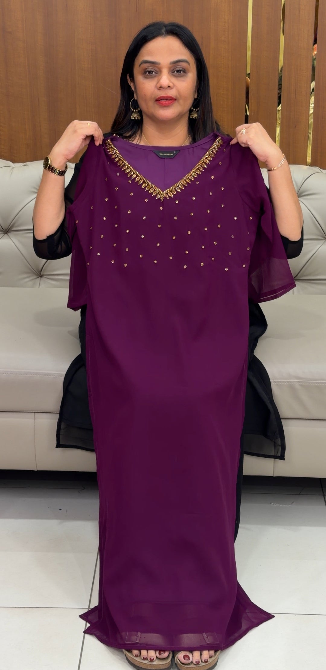 HAND WORKED GEORGETTE ALINE TOPS - NUWA-345