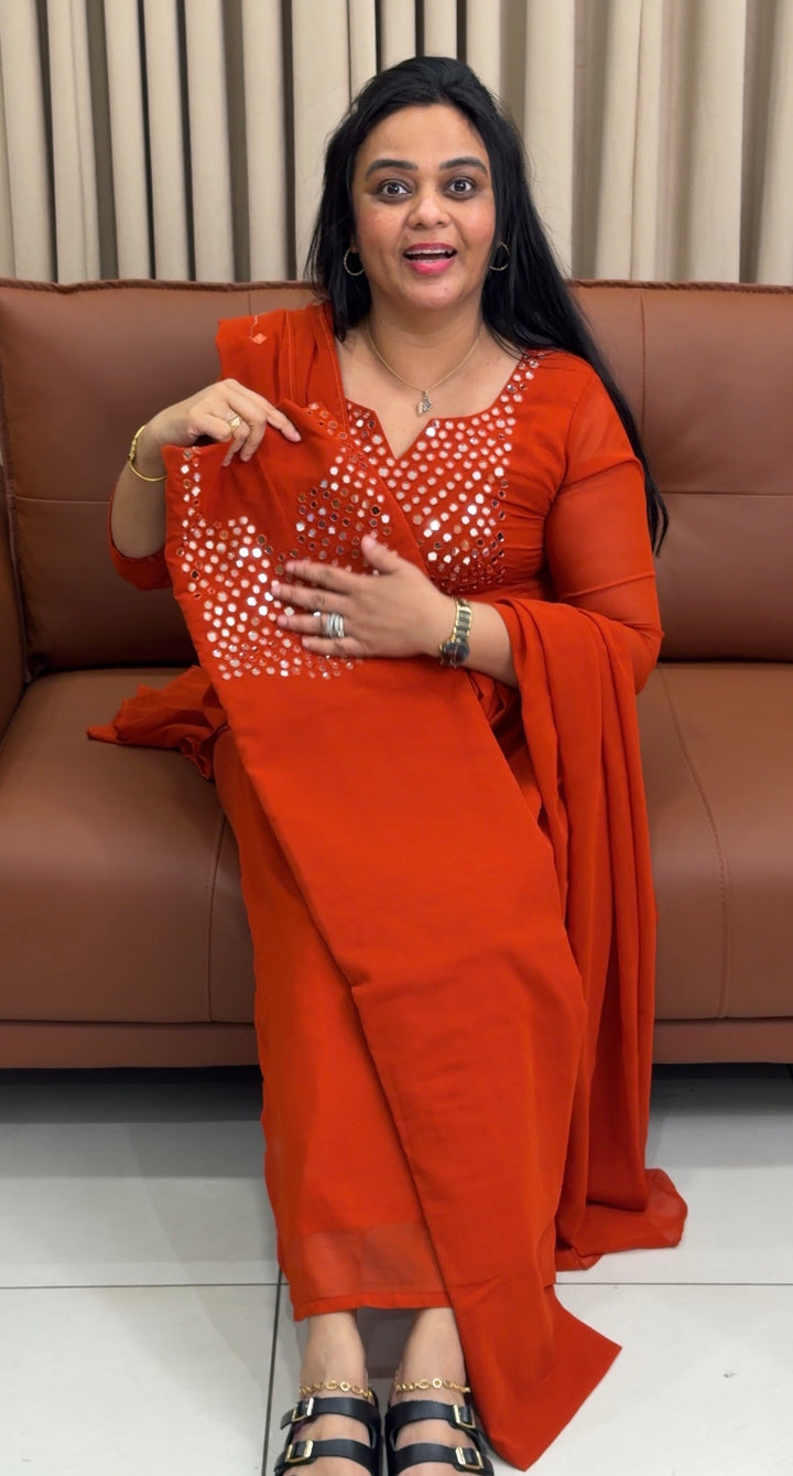 FAUX GEORGETTE UNSTITCHED SALWAR SUITS -NUWA-1997
