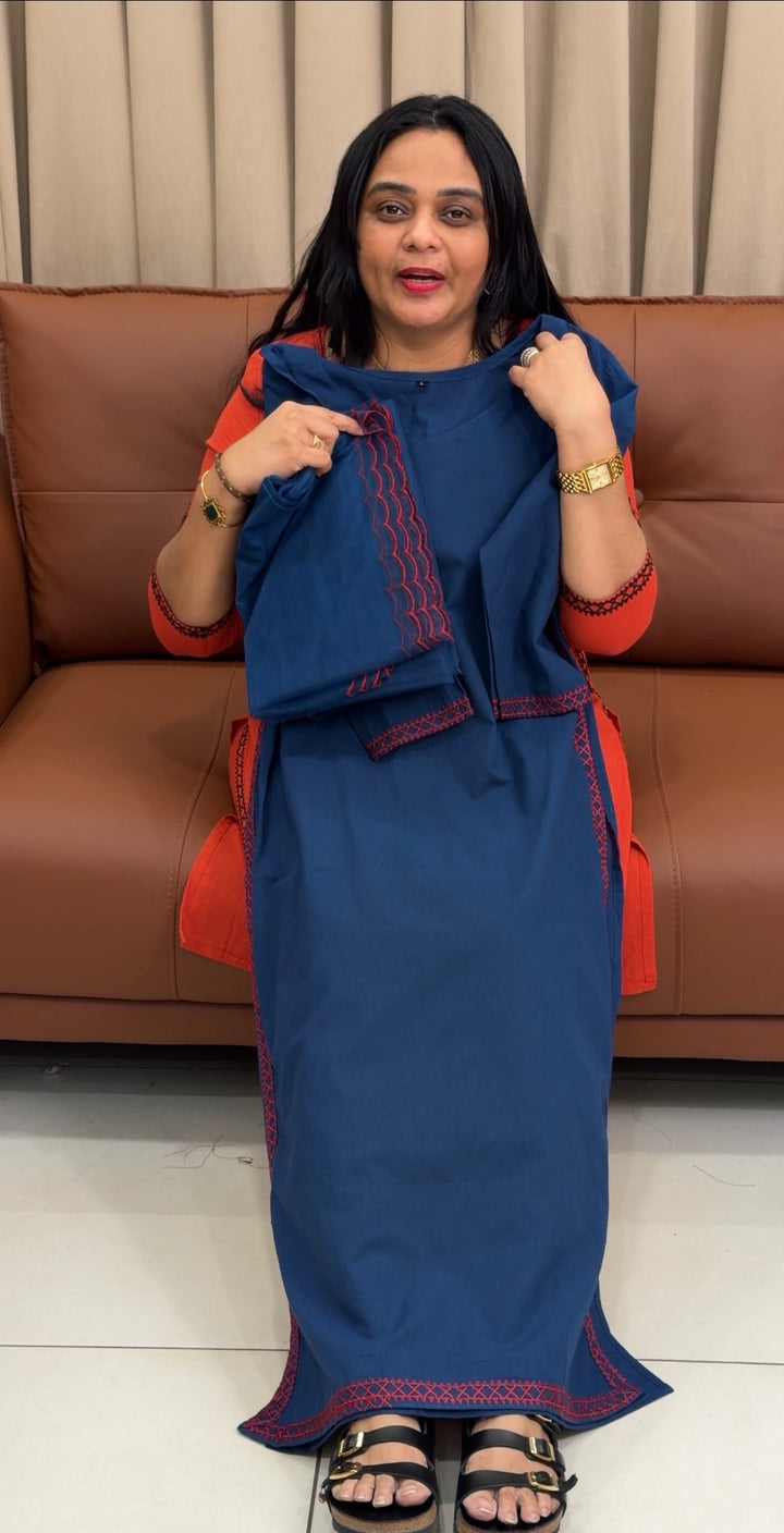 COTTON LINEN TOP,BOTTOM AND DUPATTA - NUWA-2165