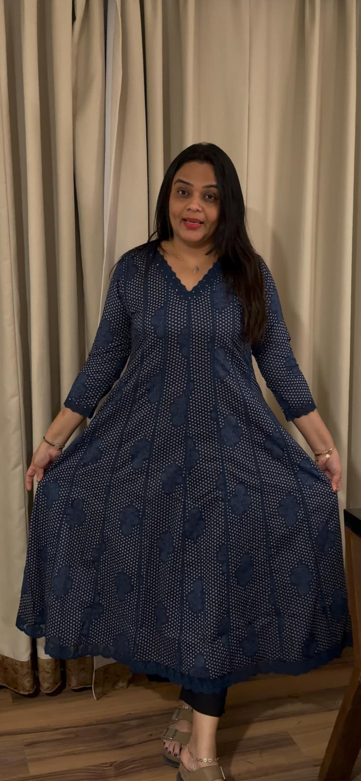 PRINTED COTTON ANARKALI TOPS - NUWA - 1130