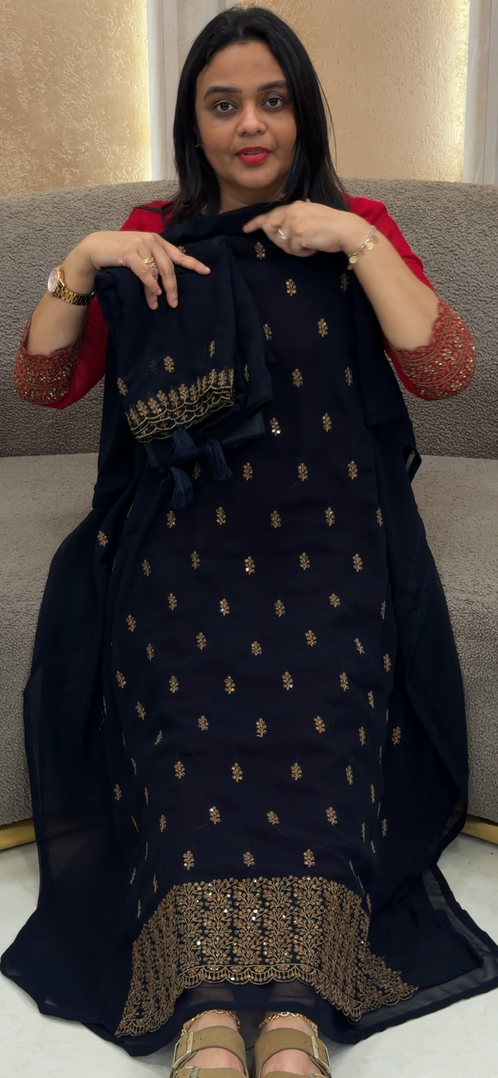 FAUX GEORGETTE UNSTITCHED SALWAR SUITS - NUWA - 1175