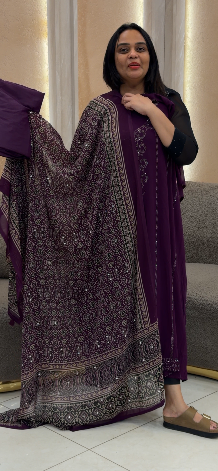 GEORGETTE UNSTITCHED SLAWAR SUITS - NUWA - 1037
